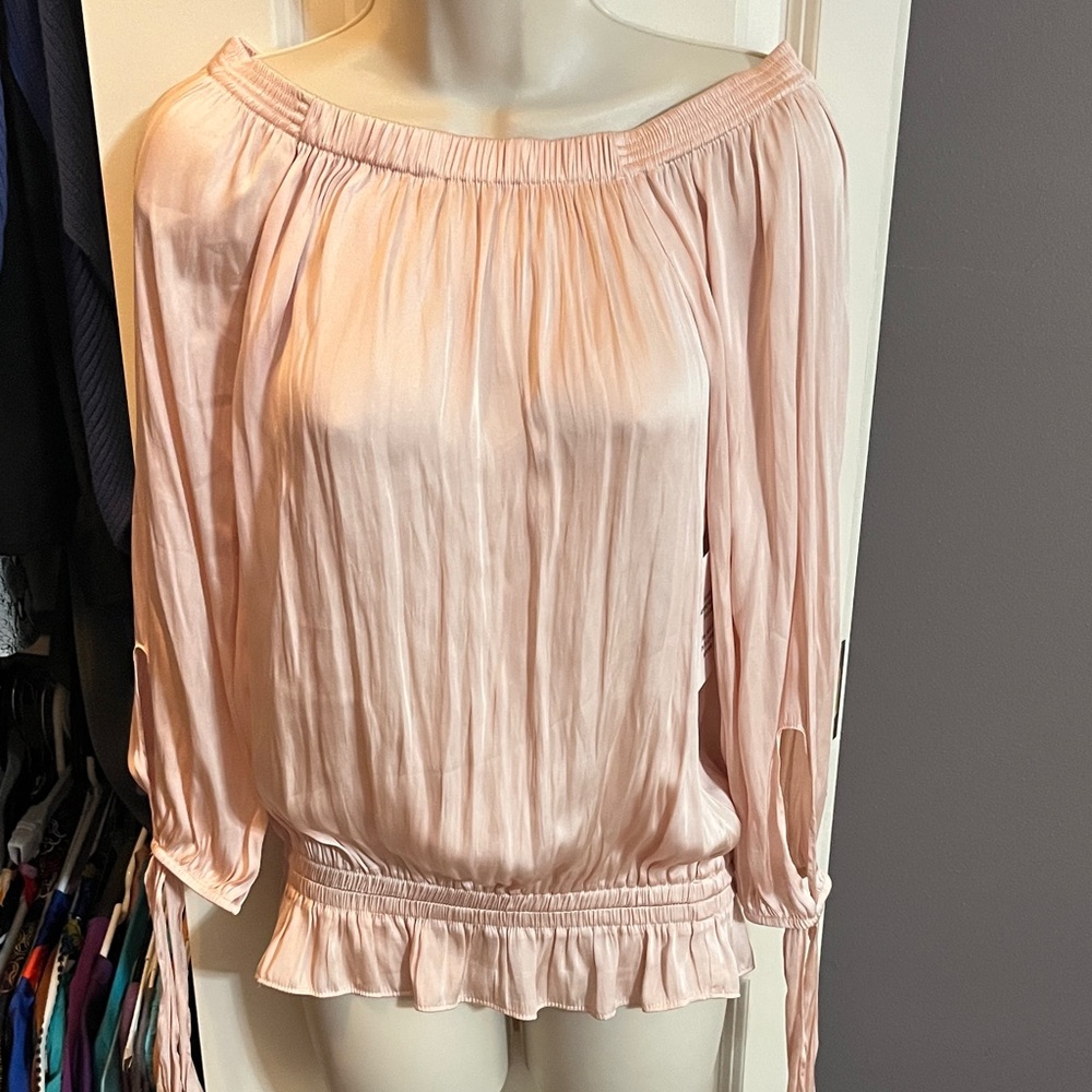 Stella & Dot Off-Shoulder Pink Blouse